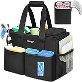 Ytonet Cleaning Caddy, Water Resistant Cleaning Supplies Organizer, Black | With Leakproof Cooler bag, Foldable Divider, Hand