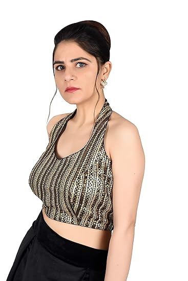 halter neck black blouse