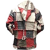 Shopoholic Fashion Mens Pixie Red Wool Patchwork Hippy Jacket