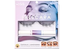 KISS Falscara DIY Lash Extension Starter Kit 10 Reusable Featherlight Eyelash Lengthening Wisps, Applicator, Bond & Seal