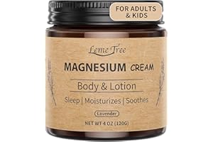 Magnesium Cream for Sleep, Topical Nighttime Magnesium Lotion for Leg, Cramps & Pain, Muscle Soothing, Body Butter with Jojob