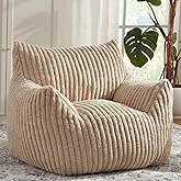 Giant Bean Bag Chairs for Adults with Filling Plush Fluffy Bean Bag Chairs for Teens with Armrests Comfy BeanBag Lazy Couch Sofa Chair for Bedroom Living Room Reading