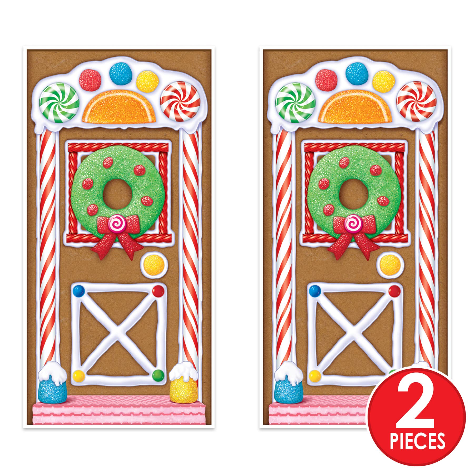 Beistle Gingerbread House Door Covers 2 Piece Christmas Party Supplies, Winter Décor, 30