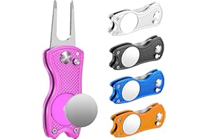 Middletown Outdoors Golf Divot Tool with Magnetic Ball Marker, Multifunctional Divot Tool, Foldable Fork,Fix Divots, Clean Clubs and Cleats, U Shape Bottom can Hold Club