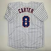 Facsimile Autographed Gary Carter New York Pinstripe Reprint Laser Auto Baseball Jersey Size Men's XL