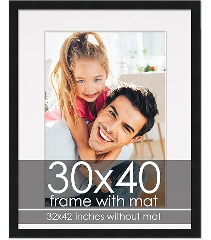 Amazon.com - 30x40 Frame Black with White Mat - Black 32x42 Frame