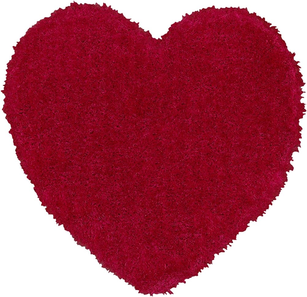 Trade AM Senses Heart Shaped Shag Rug, 4-Feet, Red