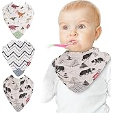 Nuby Baby Bibs - 3 Pc Muslin Bibs - Reversible 100% Natural Cotton Teething Accessory for Girls and Boys, Baby Essentials