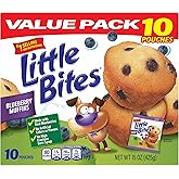 (Value Pack) Little Bites Blueberry Muffins, 10 individual packs, (1.5 oz each), Real Blueberries Mini Muffins, 15 oz Multipack