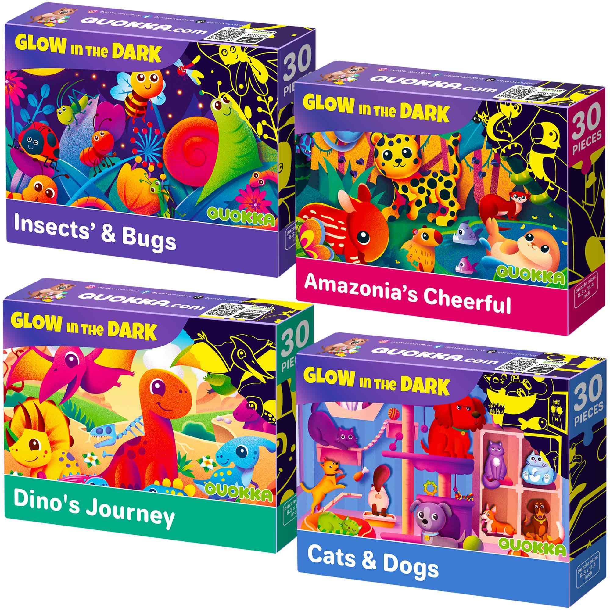 QUOKKA Jigsaw Puzzles For 3 4 Year Olds - 4x30 Toddler Jigsaws for 2 3 Year Old - Educational Toys For Learning Dinosaur & Animals For 4 5 6 yo - Gift Puzzle Games for Boys & Girls 6-8 — image 1