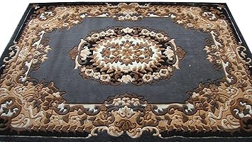 Paradise Carpet Creation Floral Persian Carpet (Grey, Acrylic, 6 X 8 Feet)