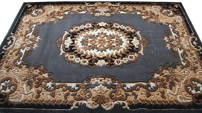 Paradise Carpet Creation Embossed 0.5 Inch Pile Height Persian Floral Carpet for Living Room & Bed Room & Hall 7 X 10 Feet Color Grey Multi