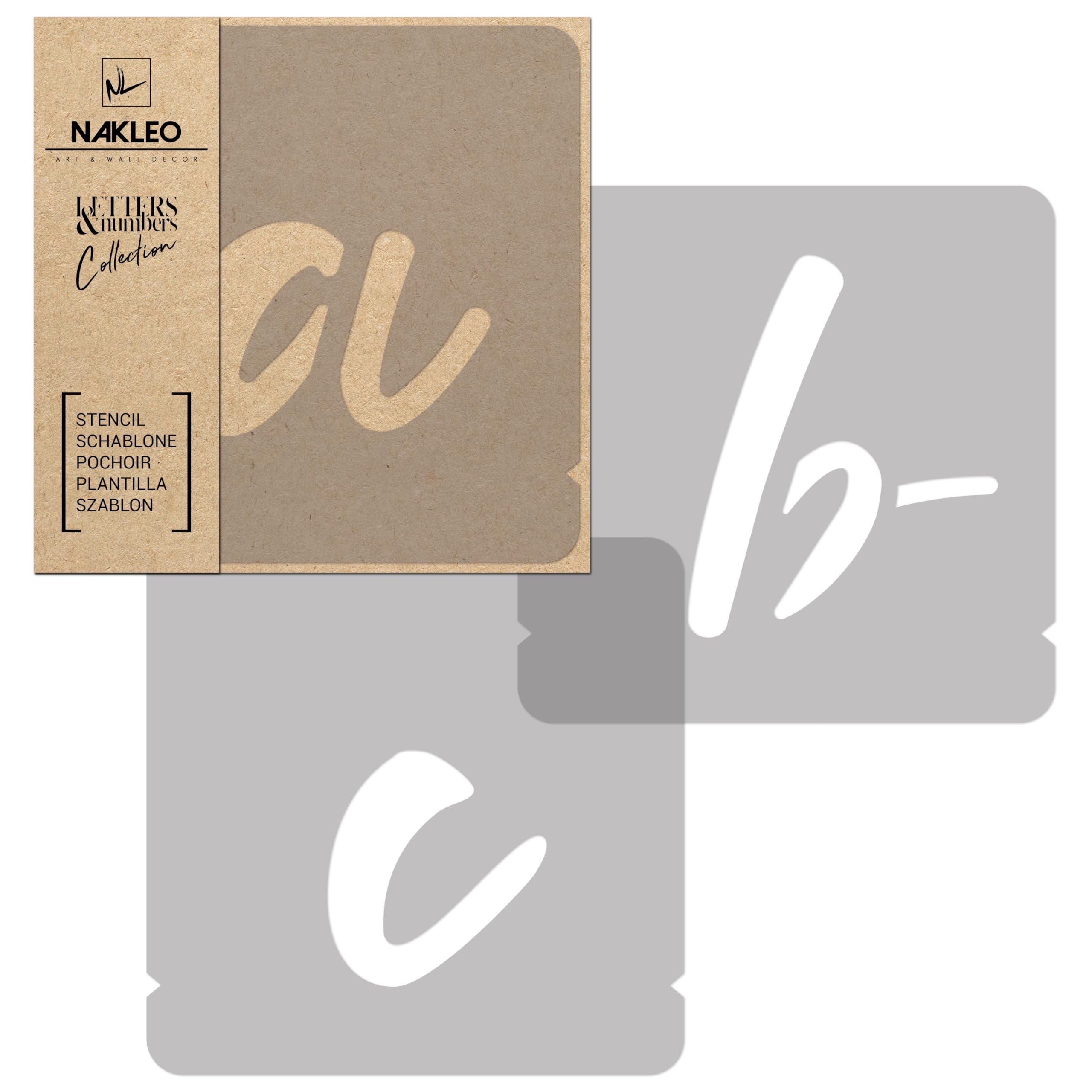 NAKLEO Alphabet Painting Stencils Set 42 Pcs, 7 cm Letters & Numbers Handwriting Small Font, Reusable Plastic Drawing Templates for Crafts, DIY Wall Floor Wood