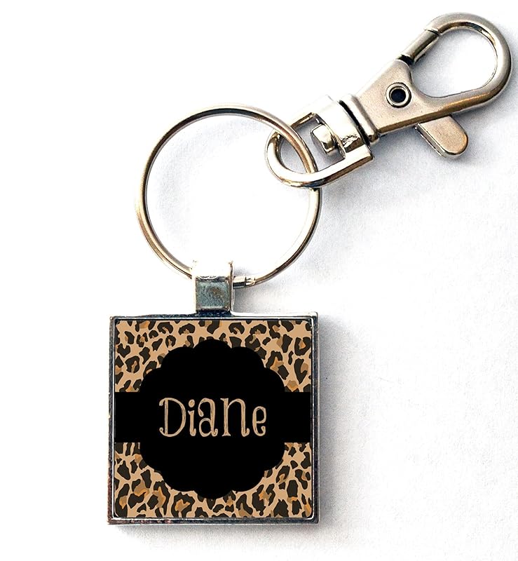 amazoncom personalized name leopard print keychain
