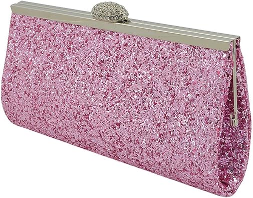 pink glitter clutch bag