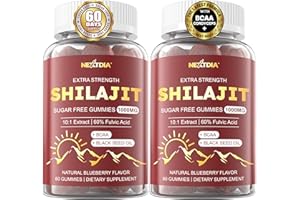 NEXTDIA Shilajit Gummies 1000mg for Men & Women, Shilajit from Himalayan w/Organic Beet Root, BCAA, Cordyceps Mushroom, Black Seed Oil & Vitamin B12, Energy, Muscle, Immune & Brain Health Support, 2-Pack