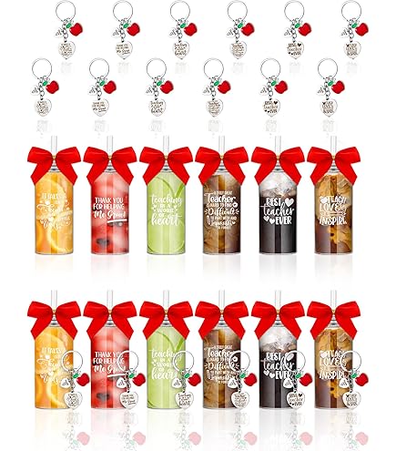 Reallnaive 27 Pcs Teacher Appreciation Cups 16oz Appreciation Glass Cups With Straws Spiral Notebooks Ballpoint Pens Bulk Thank You Gifts For Valentines Teachers Gifts(Classic