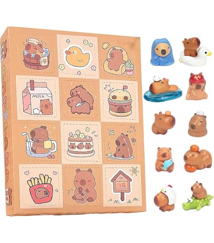 Calendrier De L'Avent 2025 Capybara – 24 Ornements Figurines Mignons – Décoration De Noël, Cadeau Enfant Garçon Fille