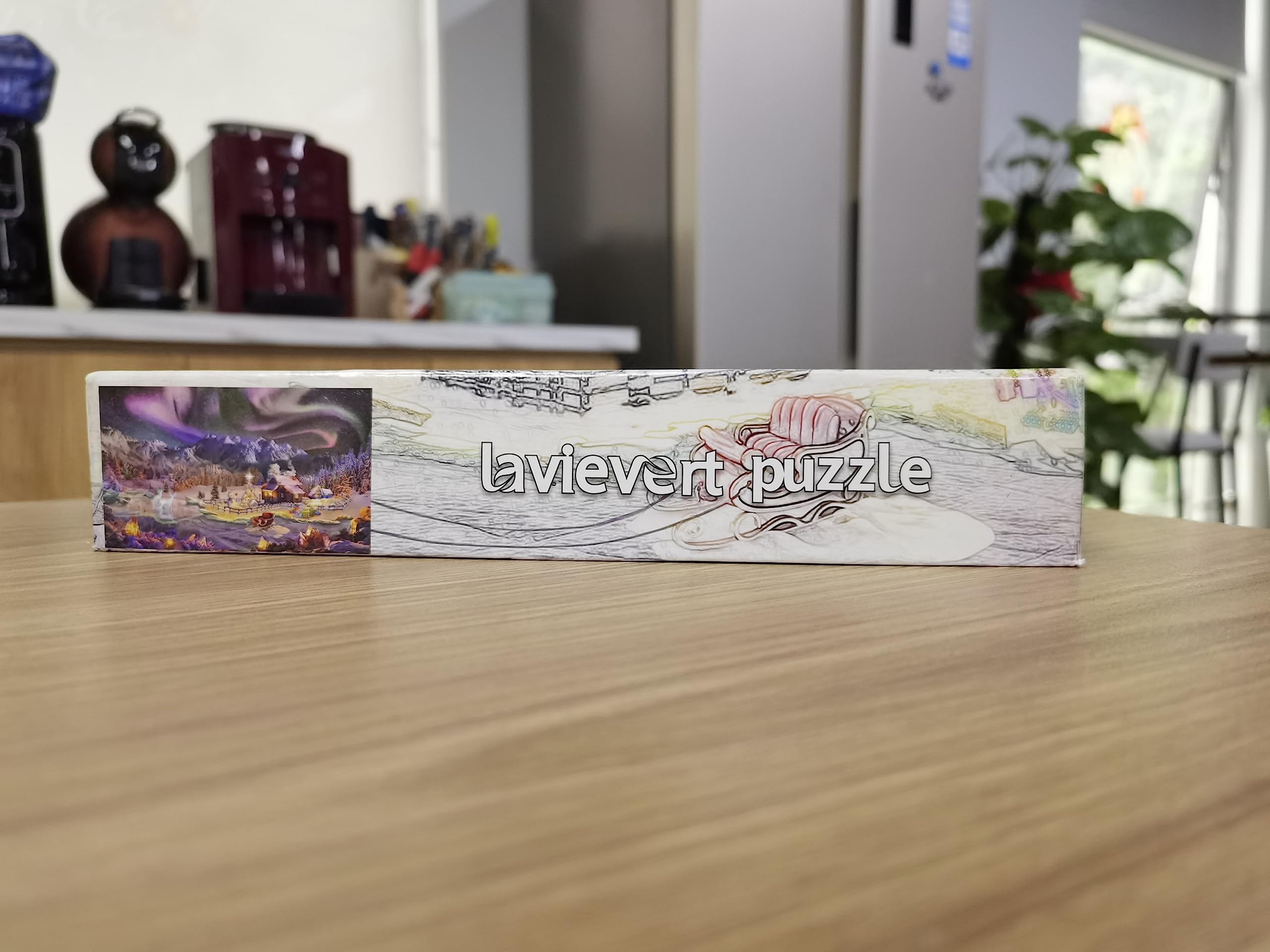 Lavievert Jigsaw Puzzles 1000 Piece Christmas Wonderland Puzzles for Adults - Snowy Night, Aurora, Christmas Tree, Snowman, Sleigh, Ice Sculpture & Milu Deer