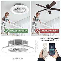 PrimeMall Bladeless Ceiling Fan with Light and