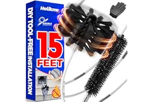 Holikme 15 Feet Dryer Vent Cleaning Brush, Lint Remover, Extends Up to 15 Feet, Synthetic Brush Head, Use with or Without a P