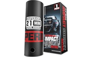 Aiourx 1/2" Drive Impact Socket, 21 mm Deep Socket, Metric, 6 Point, CR-V, Car Repair Loosen Fastening Nut