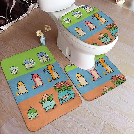 Amazon Pokemon ポケモン トイレ3点セット トイレマットセット トイレカバーセット トイレ足元マット フタカバー U型o型トイレ 吸水 速乾 抗菌 防臭 加工抗菌防臭シャギートイレマット トイレマット タンクカバー ホーム キッチン オンライン通販