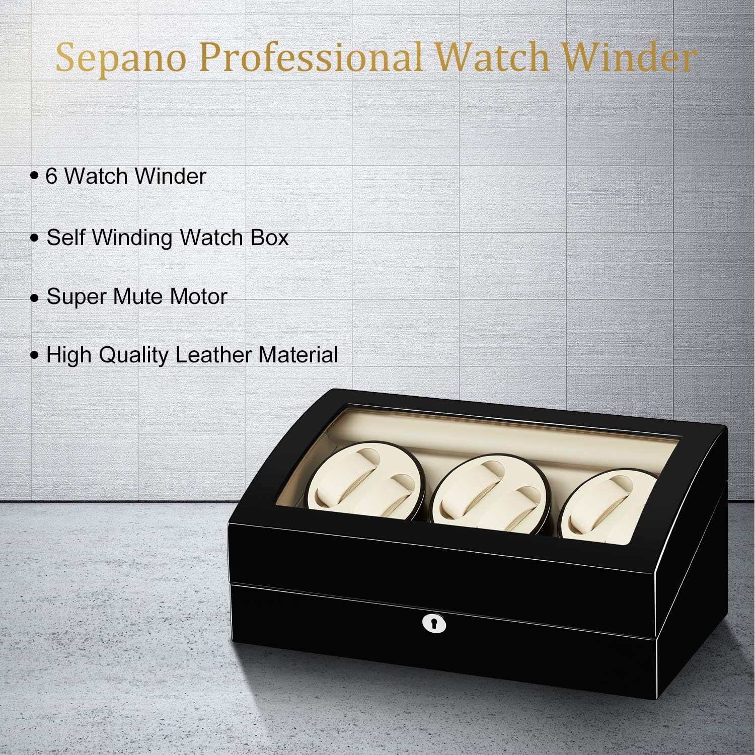 Sepano Automatic Watch Winder Collector I Wooden Watch Winder 46 With Mabuchi Motor And Dual Power Supply Large Capacity One For All Black