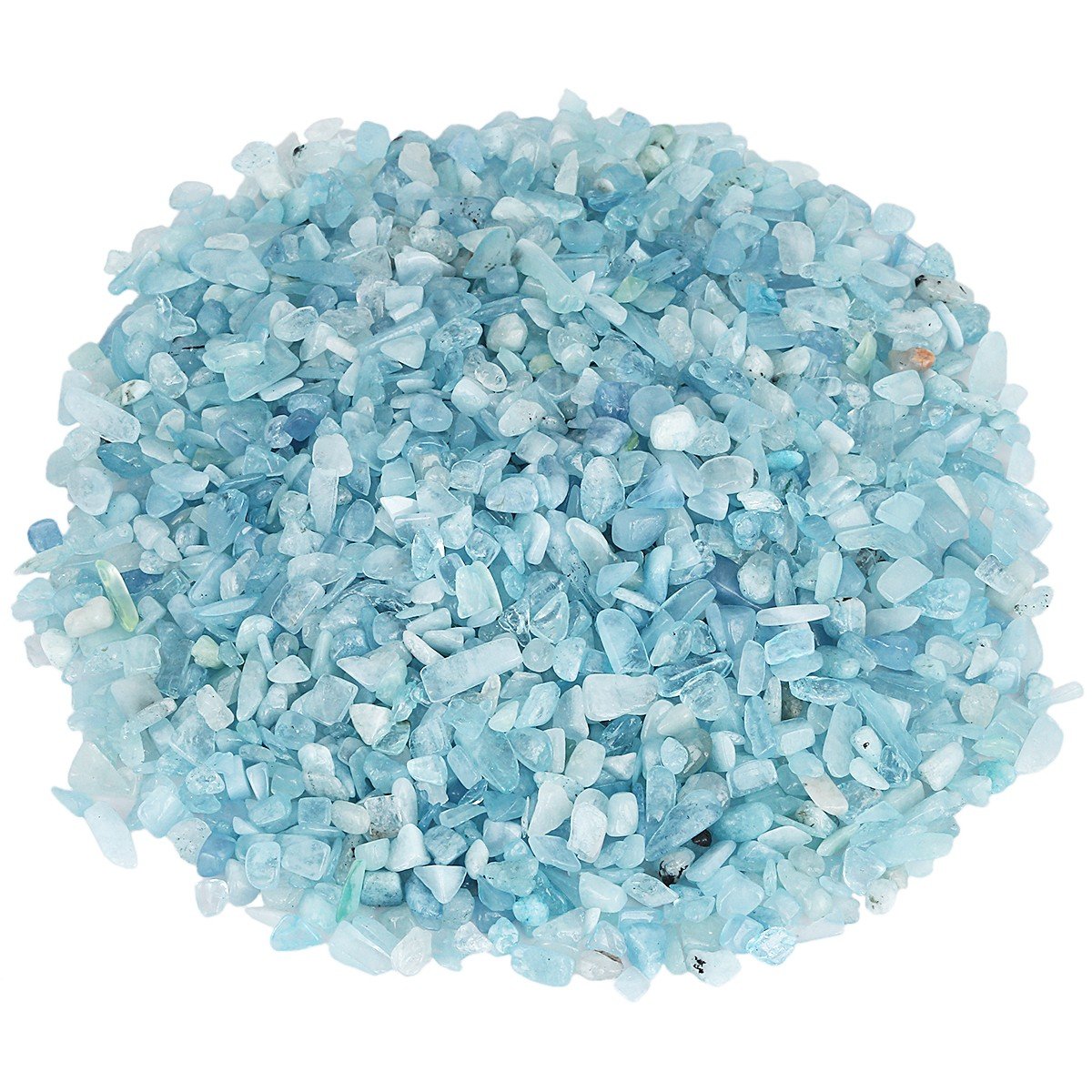 Shanxing 1lb/460g Aquamarine Crystal Tumbled Chips Stones Bulk, Decorative Crushed Stones Tumblestone Reiki Healing Small Blue Crystals for Vase Fish Tank Aquarium Resin Crafts Plant Pot Home Decor