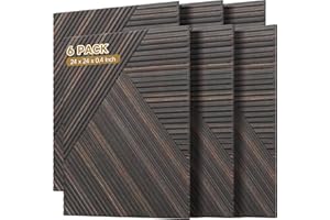 AUTORIFIC Acoustic Panels for Wall and Ceiling - 6 Pack 2'x2'x0.4",Self-Adhesive 3D UV Printing Decorative Wall Panels with Wood Look,Rustic Walnut
