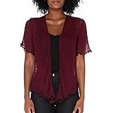 SHU-SHI Short Sleeve Cardigan Sheer Dress Shrug Tie Front Summer Sweater Lightweight Knit