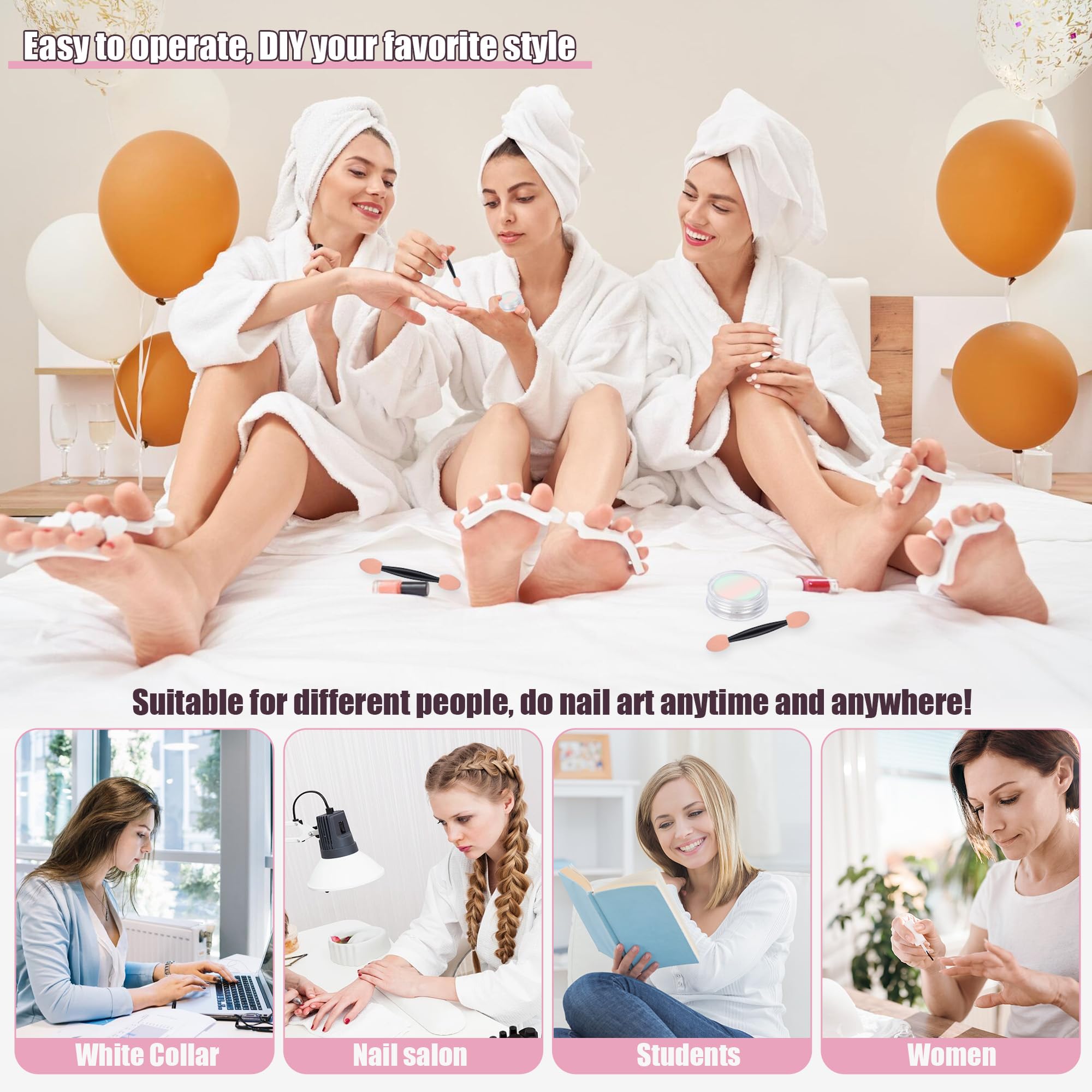 Artdone 8 Jars Chrome Nail Powder Magic White Pearl Kit Mirror Effect Silver Metallic Holographic Dip Nail Powder For Resin Craft & Nail Art Fimo, Decoration Iridescent Aurora Mermaid Pigment - Image 5