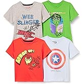 Amazon Essentials Disney | Marvel | Star Wars Boys' Short-Sleeve V-Neck T-Shirts, Pack of 4
