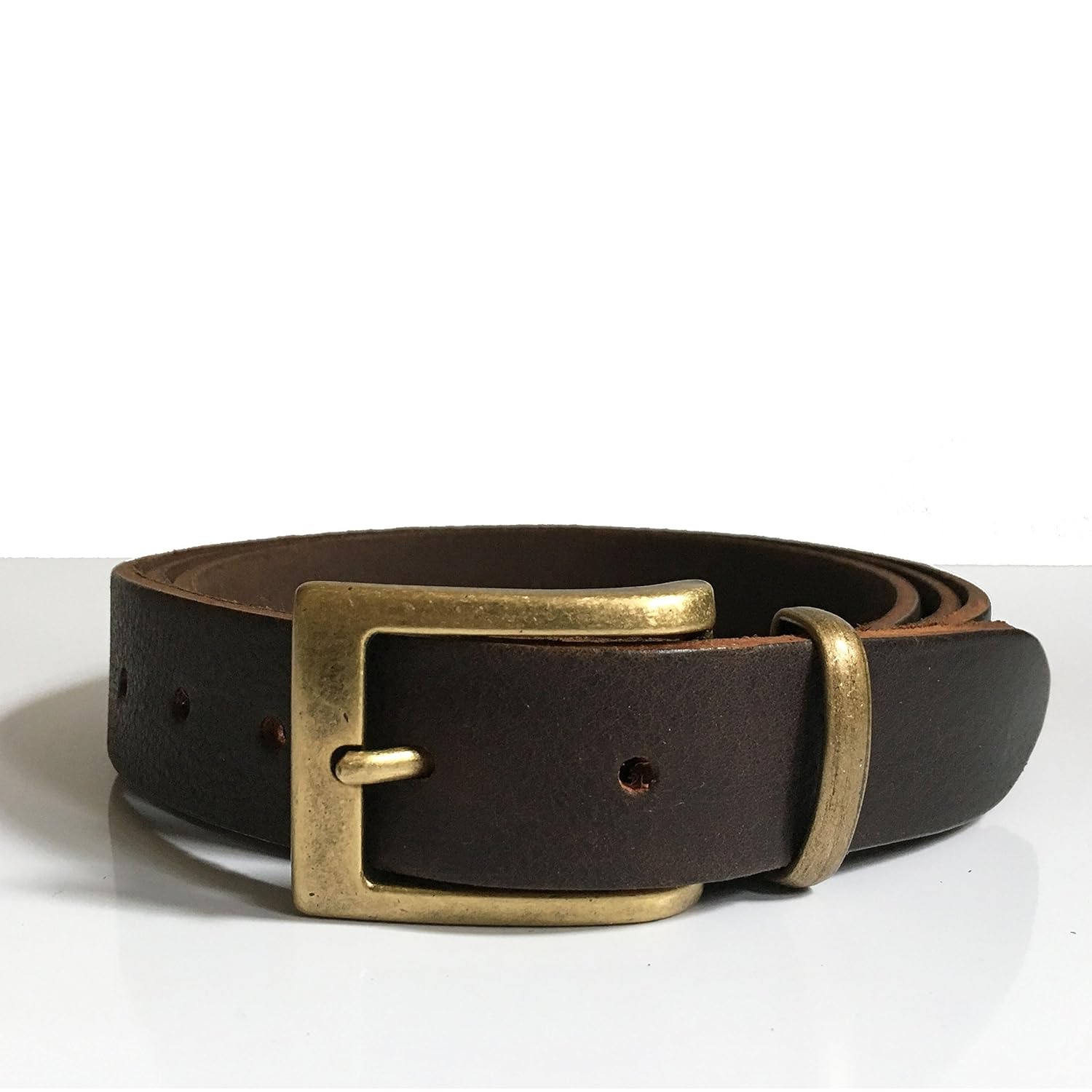 Smart Vintage Brown Leather Belt for Men 1" 1/4 ca. 30mm Handmade