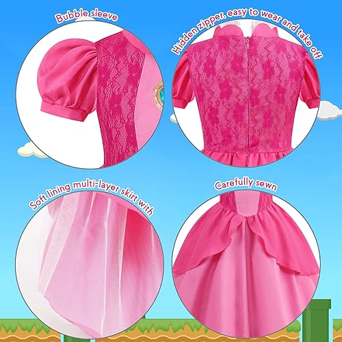 ICECUTE Princess Peach Dresses for Girls,Princess Peach Costume Kids Halloween Costumes Dress Up with Accessories Pink 5-6Years in Kenya | Whizz 14702634011 ICECUTE Princess Peach Dresses for Girls,Princess Peach Costume Kids Halloween Costumes Dress Up with Accessories Pink 5-6Years in Kenya | Whizz 14702634011