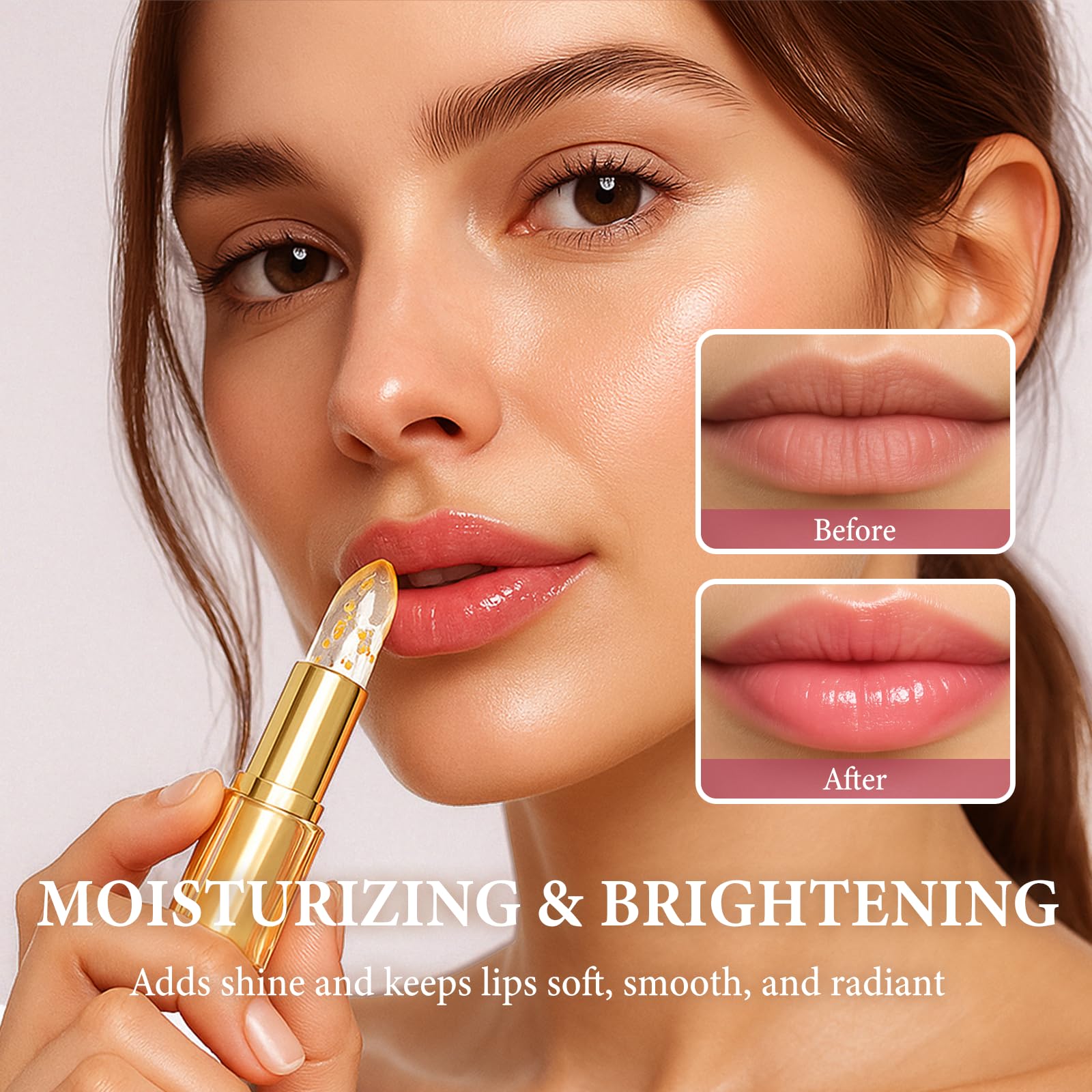 EELHOE Transferproof Color Changing Lipstick for Women Long Lasting Moisturizing pH Lipstick Change Color Transfer-Proof Wear with Clear Gold Foil Waterproof