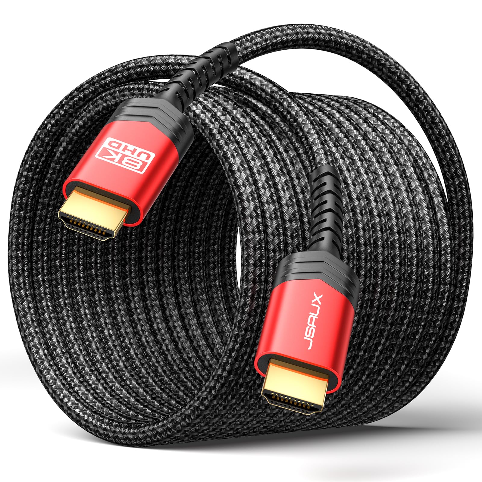 JSAUX Long HDMI Cable Fiber Optic 10M, 8K 48Gbps Ultra High Speed Slim HDMI Braided Nylon 8K@60Hz 4K@120Hz