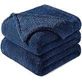 Exclusivo Mezcla Twin Size Blanket for Bed, Super Soft Velvet Plush Fleece Blankets, Fuzzy Cozy and Warm for Winter, 60x80 Inches, Navy Blue