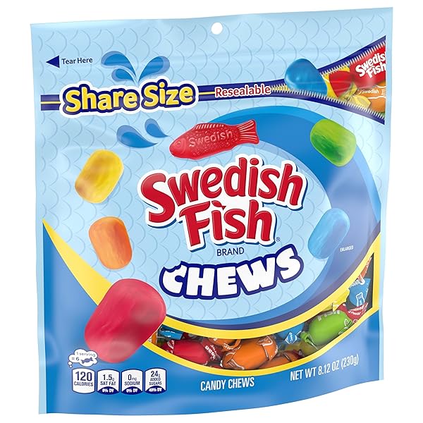 SWEDISH FISH CHEWS SOFT & CHEWY CANDY, SHARE SIZE, 8.12 OZ