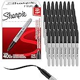 Sharpie Permanent Markers, Fine Tip, Black, 40 Count - Office Supplies, Quick Drying, Fade Resistant, For Wood, Plastic, Paper, Metal, And More