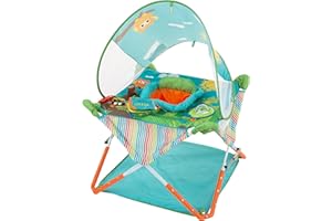 Bright Starts, Pop 'N Jump SE Portable Baby Activity Center, Indoor Outdoor Use, Lightweight, Carrying Bag, Canopy, 6-12 Mont