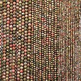 Song Xi 90pcs 4mm Natural Unakite Gemstone Beads Faceted Round Loose Stone Beads for Jewelry Making