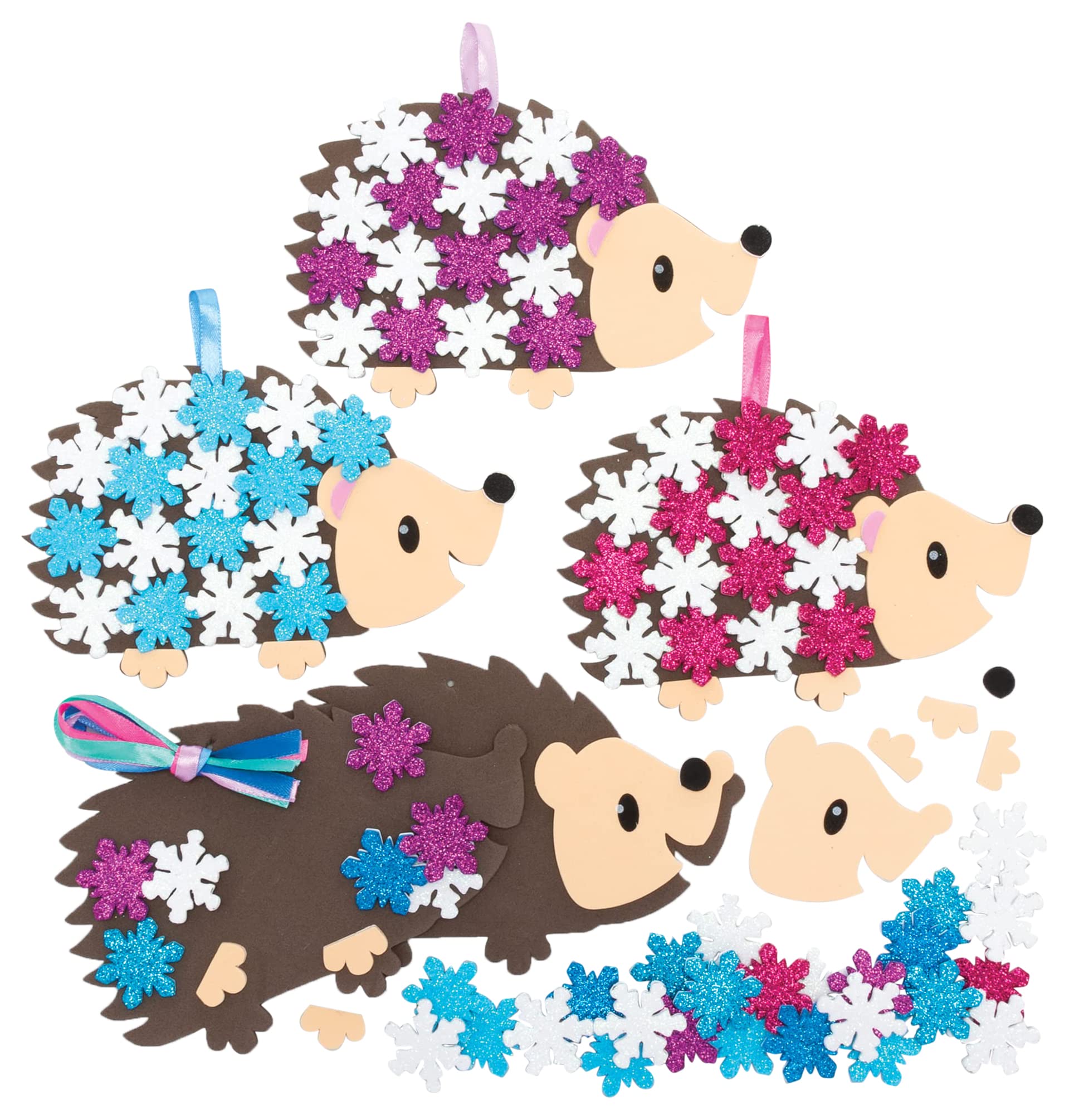 Baker Ross FC293 Snowy Hedgehog Decoration Kits - Pack of 5, Make Your Own Decorations to Design and Display, Creative Activities for Kids