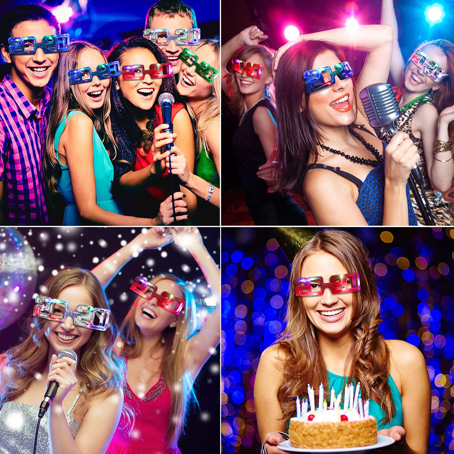 Fansport 6 Pairs LED Glasses 2020 Light up Glasses Glowing Glasses for New Year Party