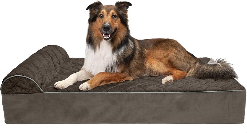 furhaven quilted faux fur & velvet goliath chaise dog bed