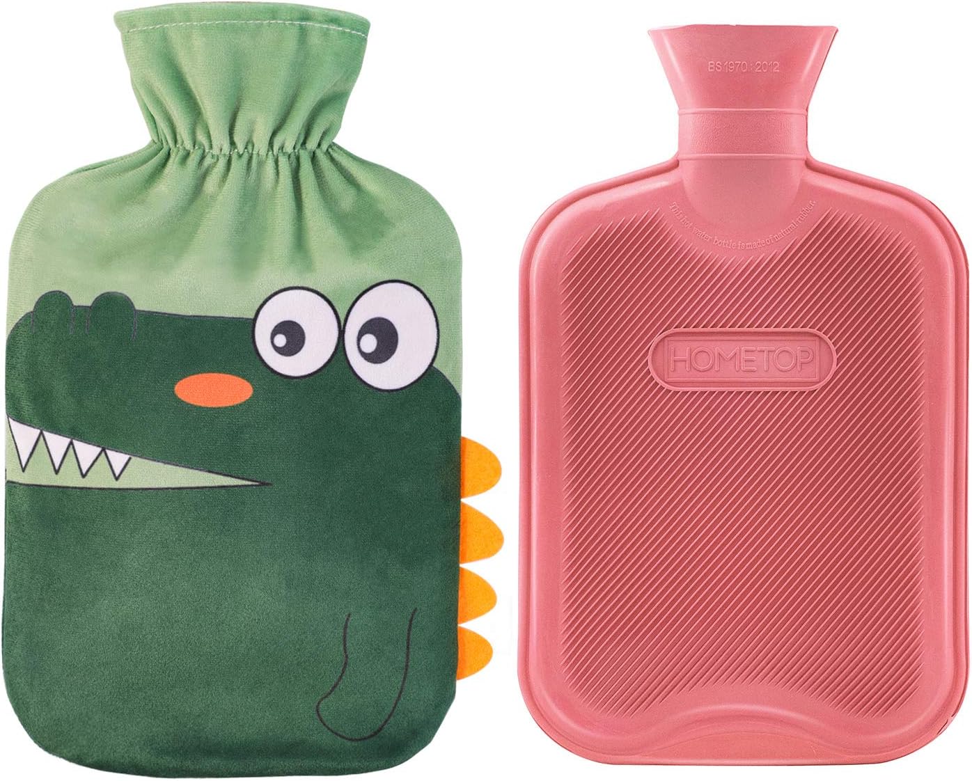 HomeTop Premium 2 Liter Classic Rubber Hot Water Bottle w/Cute Crocodile Fleece Cover (2L, Purple): Health & Personal Care