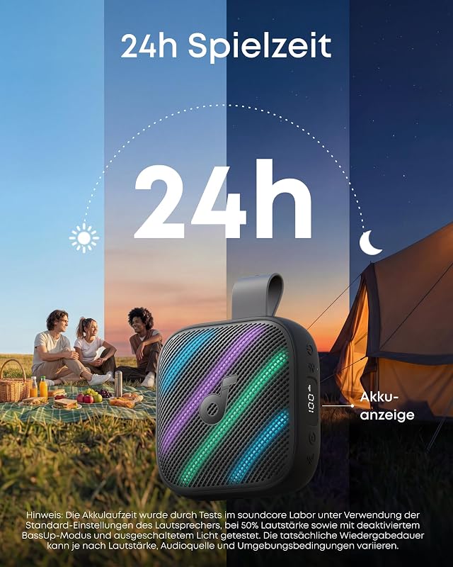 by Anker Boom Go 3i, tragbarer Lautsprecher mit 15W Sound Schwarz