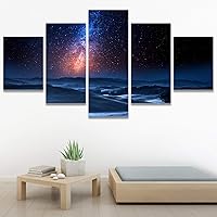 SIGNWIN 5 Panel Canvas Wall Art Astronomy & Space Cosmic Decorative Elements Dramatic Multicolor Photography for Home Decorations Ready to Hang - 60