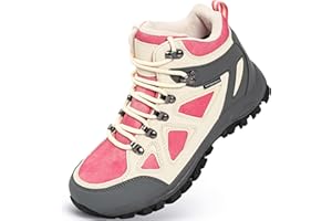 R CORD Kids Hiking Boots Waterproof Durable TPR Traction Outsole Anti-Skid Athletic Lace Up Hiking Shoes for Outdoor Adventure