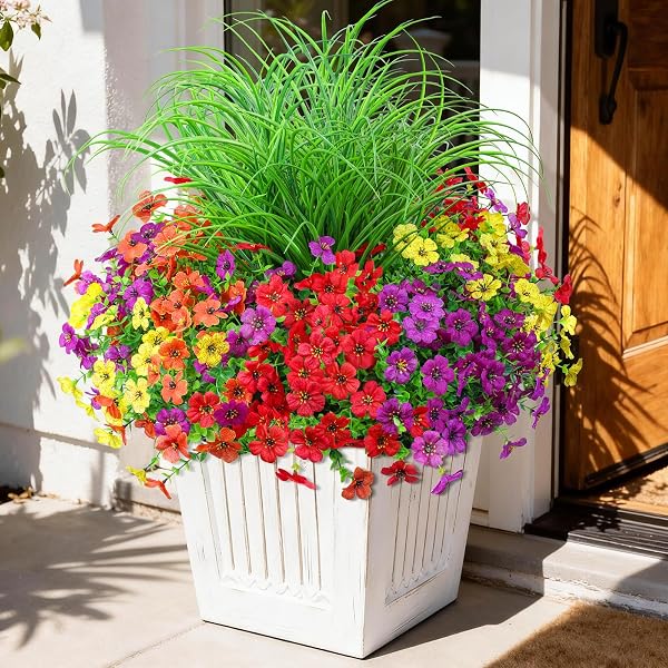 INQCMY ARTIFICIAL FLOWERS FOR OUTDOORS UV RESISTANT, 14...